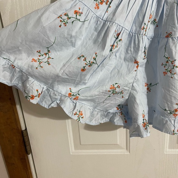 Wild Fable Women’s Button Front Tiered Romper - Light Aqua with Florals - Picture 7 of 11